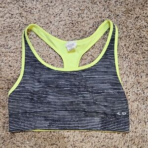 CHAMPION Striped Black and Yellow Sports Bra - XL
